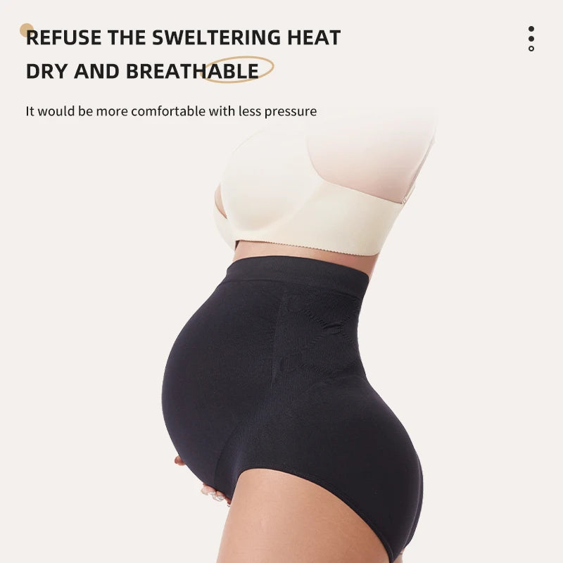 Boxer Premaman a Vita Alta Senza Cuciture – Slip Intimo Gravidanza Elasticizzato con Fascia Addominale