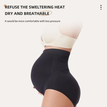Boxer Premaman a Vita Alta Senza Cuciture – Slip Intimo Gravidanza Elasticizzato con Fascia Addominale