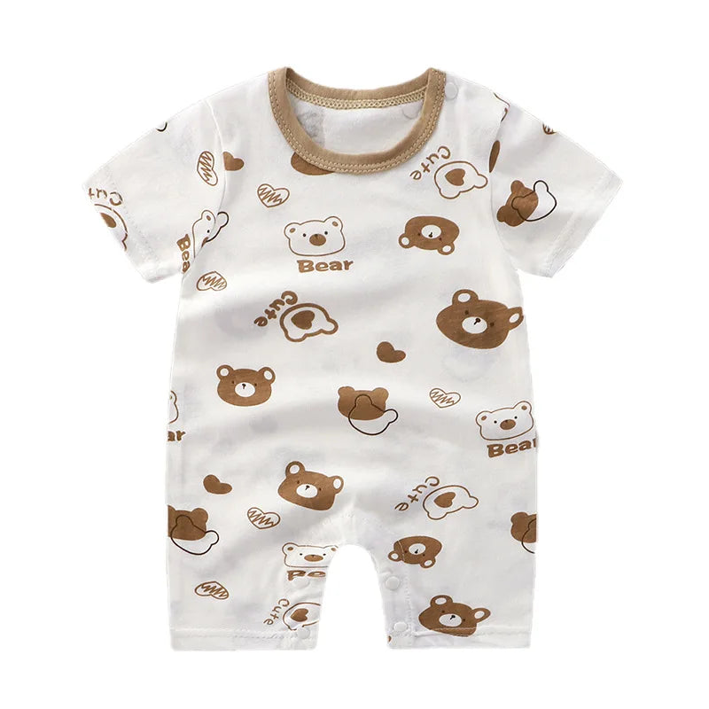 Pagliaccetto in Cotone per Neonato – Tutina a Maniche Corte con Stampe, Body Intero Unisex per Neonati
