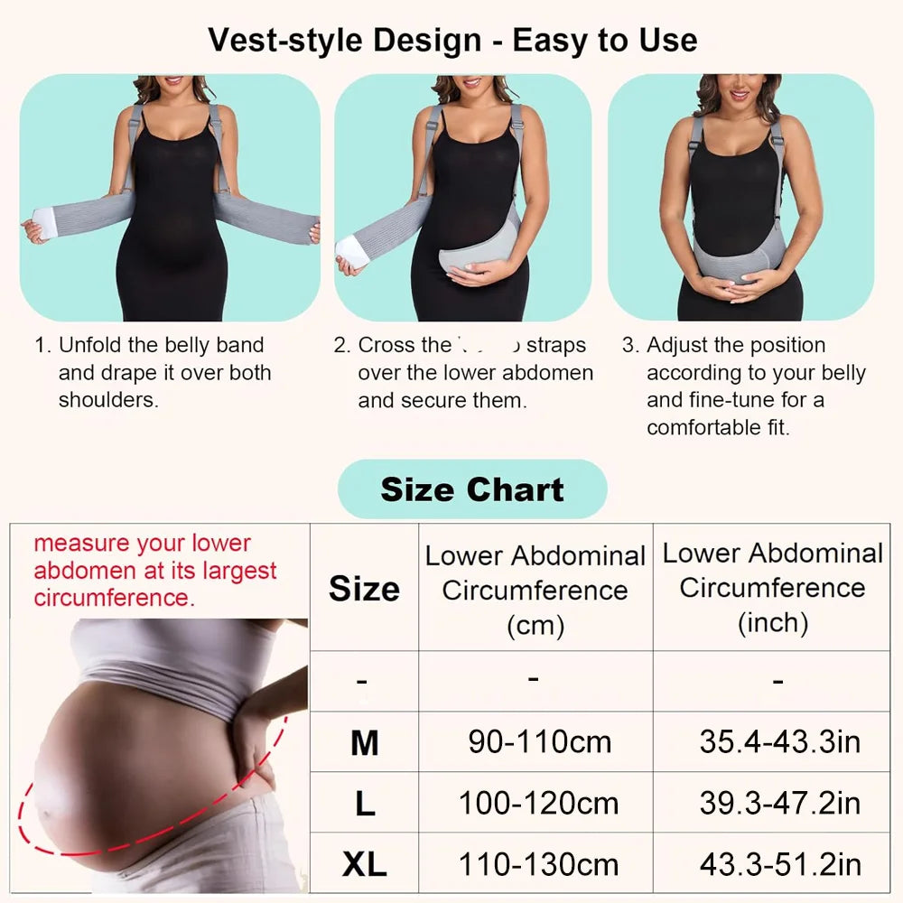 Fascia Premaman di Sostegno con Spalline Regolabili – Supporto Pancione e Zona Lombare