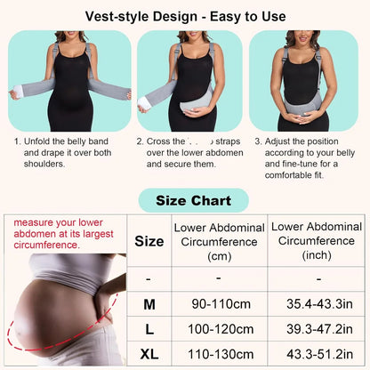 Fascia Premaman di Sostegno con Spalline Regolabili – Supporto Pancione e Zona Lombare