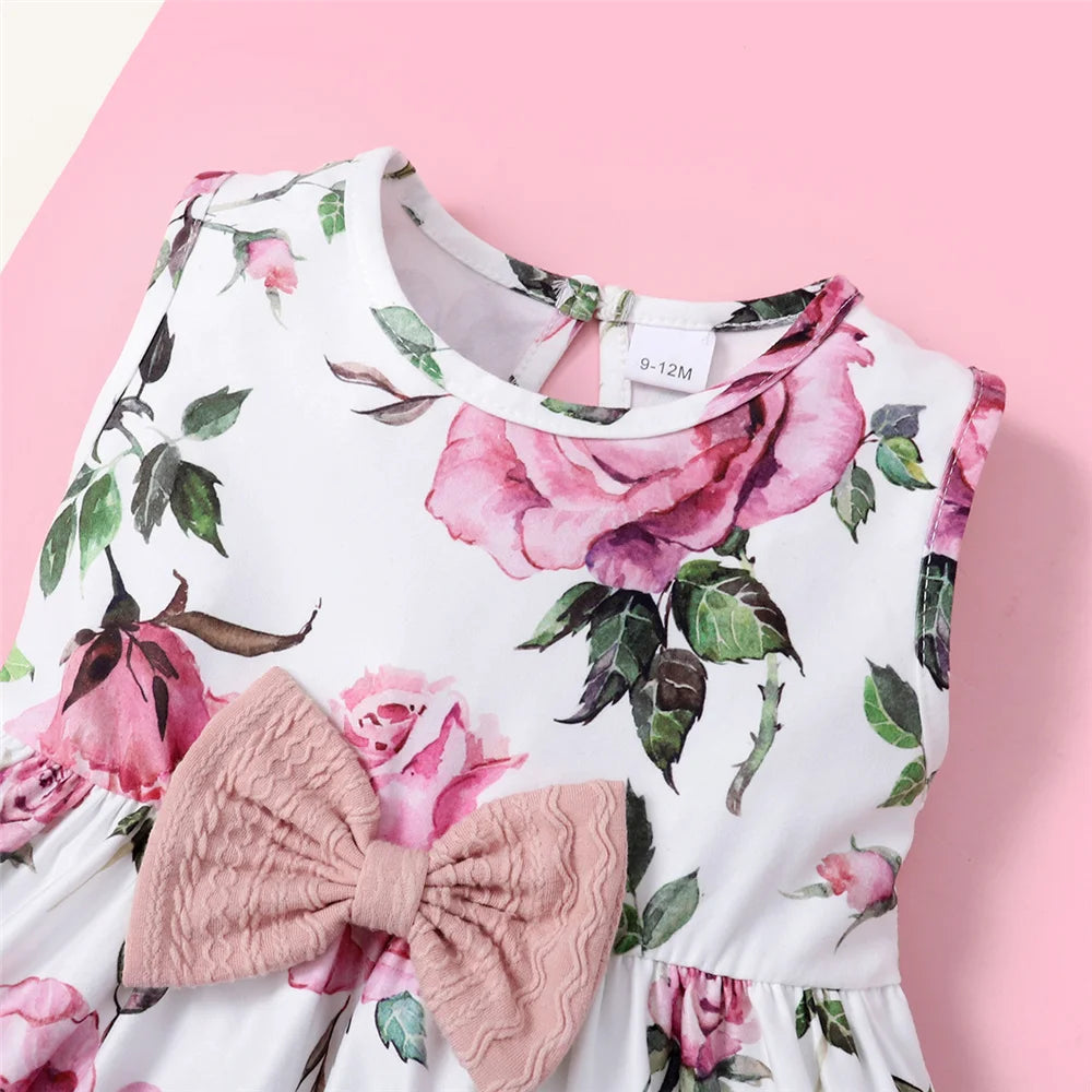 Vestito Bambina Floreale con Coprispalle Rosa – Completo 2 Pezzi 6 Mesi-3 Anni