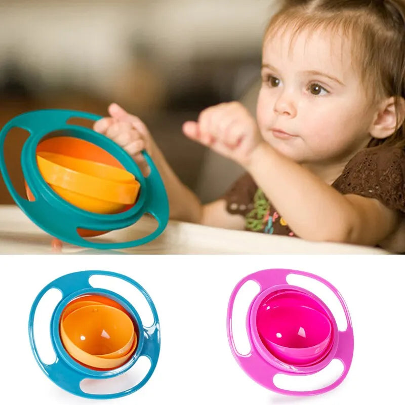 Ciotola Pappa Antirovesciamento per Bambini – Piatto Rotante a 360° con Manici e Coperchio