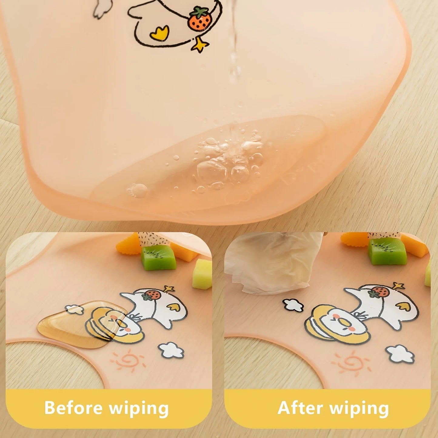 Bavaglino Impermeabile in Silicone Morbido con Tasca Raccogli-Pappa Regolabile