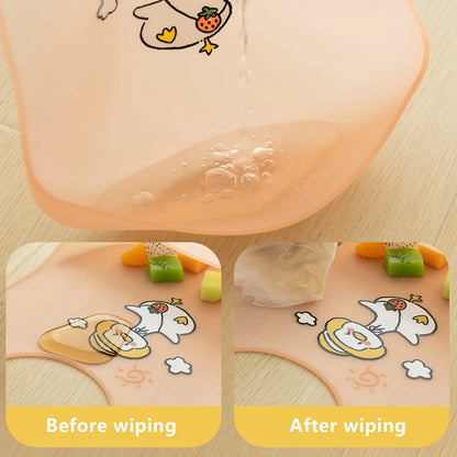Bavaglino Impermeabile in Silicone Morbido con Tasca Raccogli-Pappa Regolabile