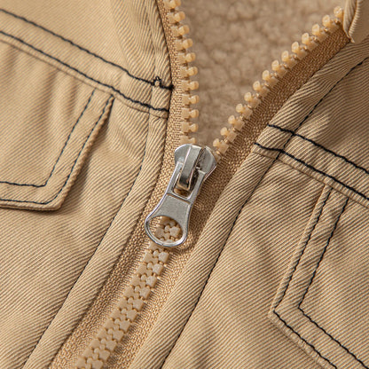 Giubbotto Invernale Bambino Foderato in Pile Sherpa – Giacca con Zip e Interno Effetto Agnellino