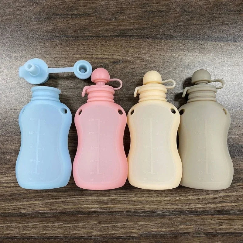 Biberon e Contenitore Multifunzione in Silicone 150 ml – Latte, Pappe e Frullati