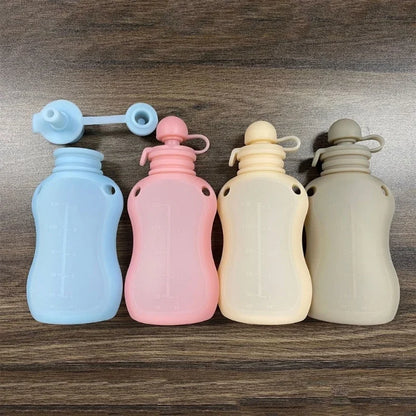 Biberon e Contenitore Multifunzione in Silicone 150 ml – Latte, Pappe e Frullati