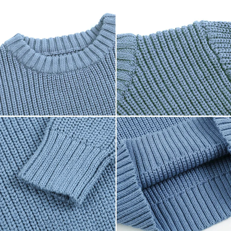 Maglione Bambini in Cotone a Maglia – Pullover Girocollo Invernale Unisex