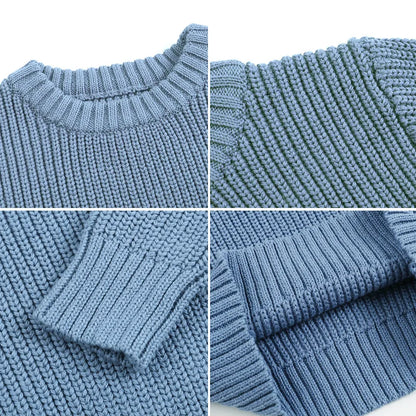 Maglione Bambini in Cotone a Maglia – Pullover Girocollo Invernale Unisex