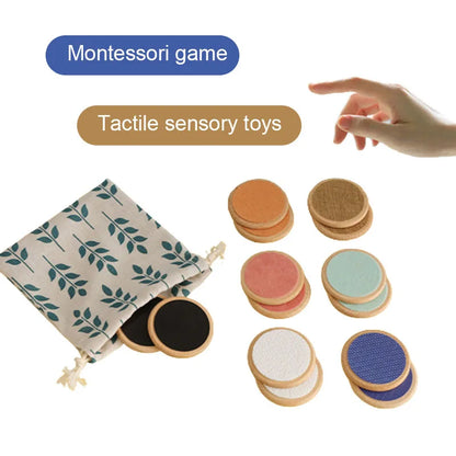 Dischi Sensoriali Tattili in Legno – Gioco Montessori di Abbinamento 7 Pezzi