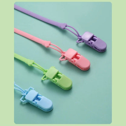 Laccetto Porta Ciuccio in Silicone con Clip – Catenella Anticaduta per Ciuccio e Massaggiagengive 22 cm
