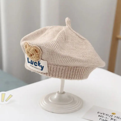 Berretto Basco Bimba in Maglia con Fiore – Autunno Inverno