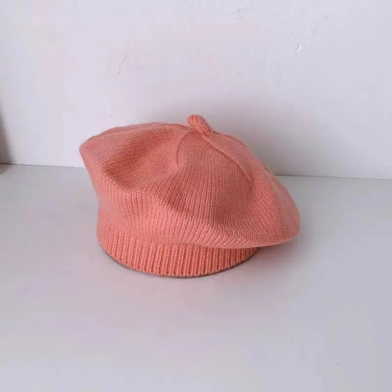 Berretto Basco Bimba in Maglia con Fiore – Autunno Inverno