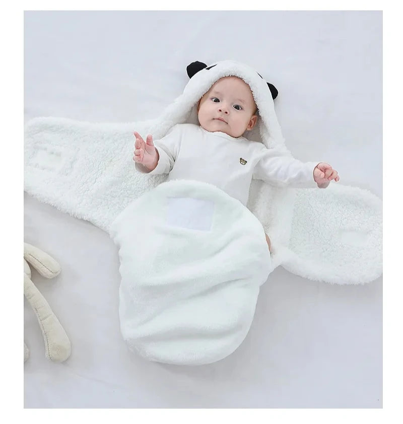 Copertina Avvolgente Neonato con Cappuccio e Chiusura a Strappo – Coperta Imbottita 3-6 Mesi
