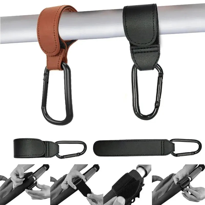 Ganci Premium per Passeggino in Pelle PU – Moschettoni Universali per Borsa Fasciatoio e Accessori