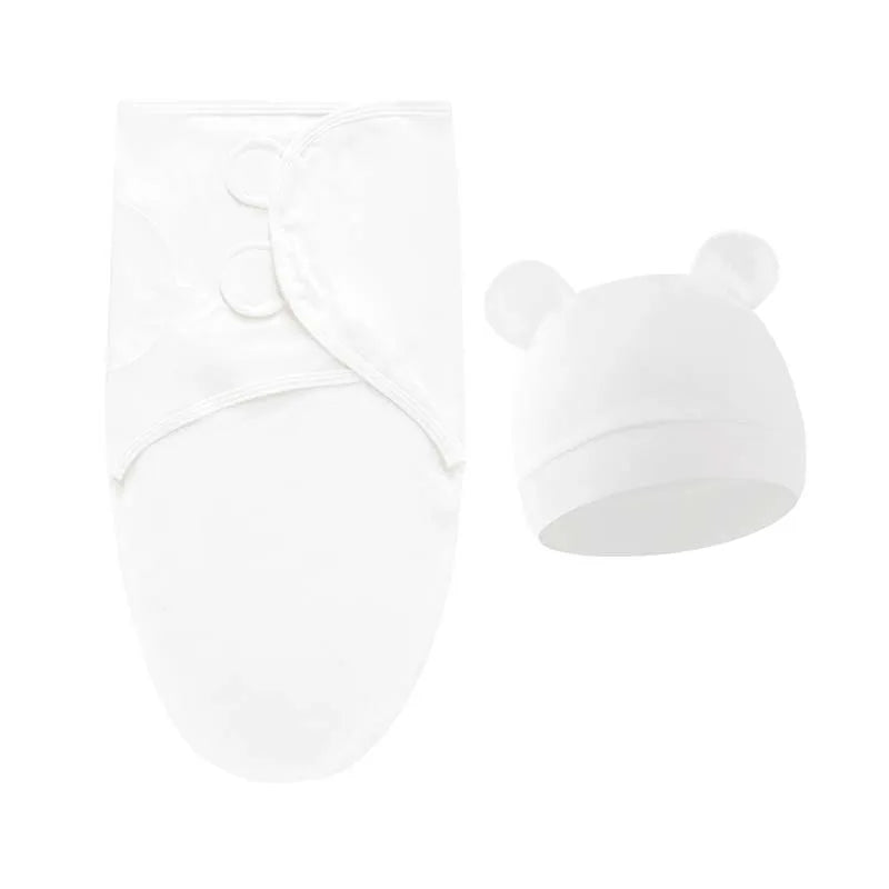 Fascia Swaddle Neonato in 100% Cotone con Cappellino – Copertina Avvolgente Regolabile 70 × 50 cm