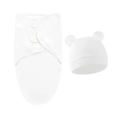 Fascia Swaddle Neonato in 100% Cotone con Cappellino – Copertina Avvolgente Regolabile 70 × 50 cm