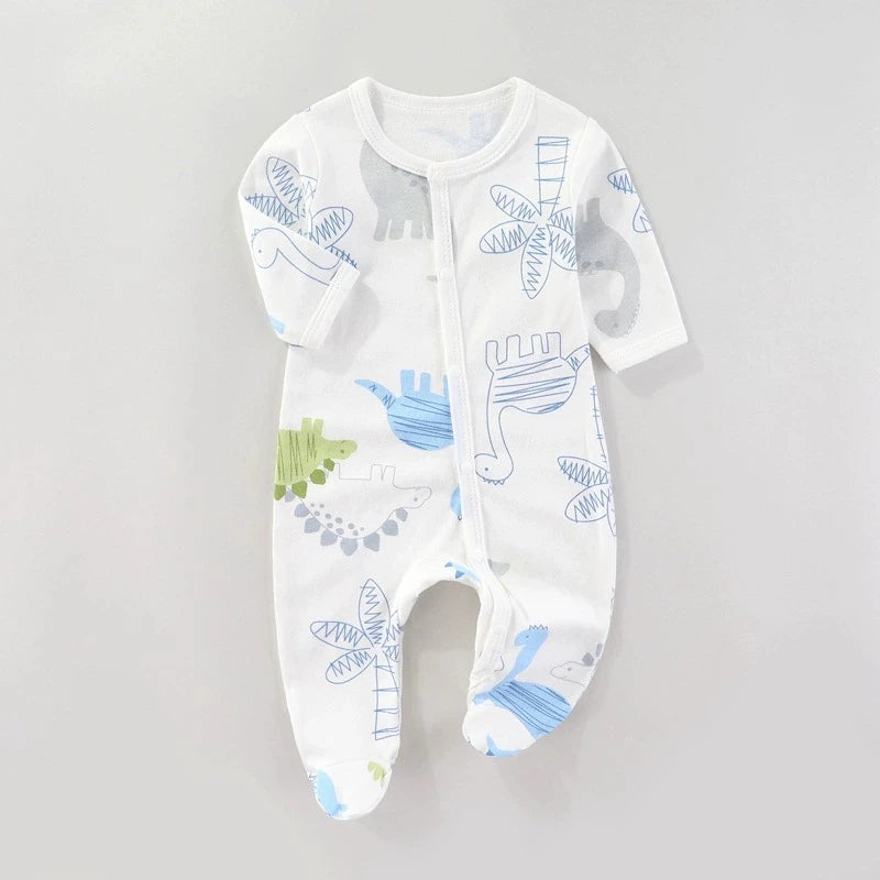Tutina Intera Neonato 100% Cotone – Manica Lunga con Bottoni Frontali