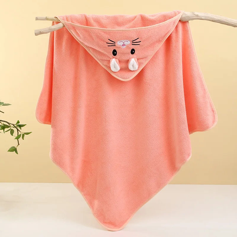 Asciugamano con Cappuccio per Neonati e Bambini 80×80 cm – Morbido, Assorbente e Avvolgente