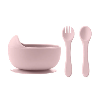 Ciotola Svezzamento con Ventosa in Silicone – Kit 3 Pezzi con Cucchiaio e Forchetta