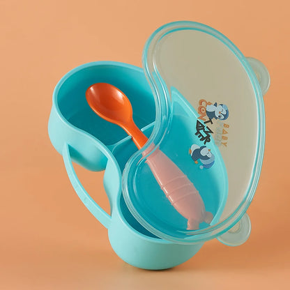 Contenitore Pappa e Svezzamento 300 ml - Lunch Box con 2 Scomparti e Cucchiaino