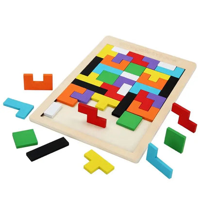Puzzle Creativo in Legno con Forme Geometriche – Gioco Educativo di Logica e Composizione