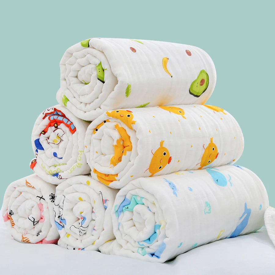 Telo Bagnetto in Garza di Cotone 4 Strati 70×90 cm per Neonati e Bambini