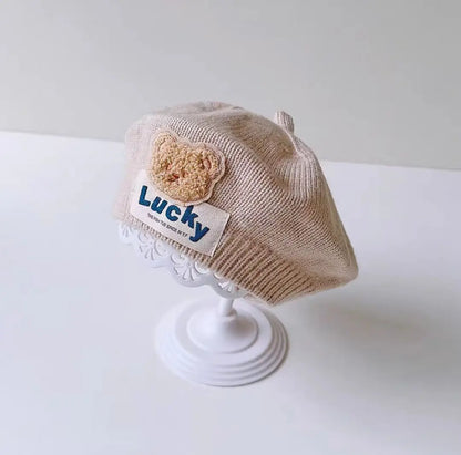 Berretto Basco Bimba in Maglia con Fiore – Autunno Inverno