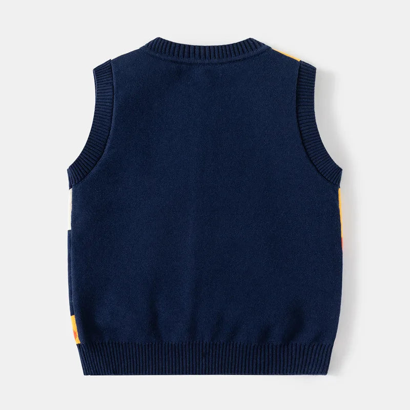 Gilet Bambino in Maglia con Bottoni – Cardigan Smanicato Primavera Autunno