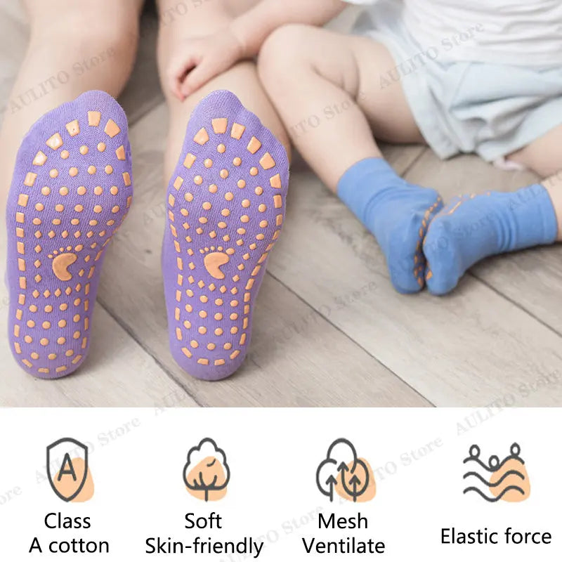 Calzini Antiscivolo per Bambini in Cotone Traspirante | Ideali per Casa, Asilo e Outdoor