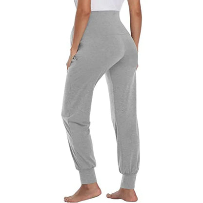 Pantaloni Premaman Jogger con Fascia Alta Elasticizzata e Tasche