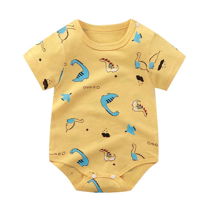 Pagliaccetto in Cotone per Neonato – Tutina a Maniche Corte con Stampe, Body Intero Unisex per Neonati
