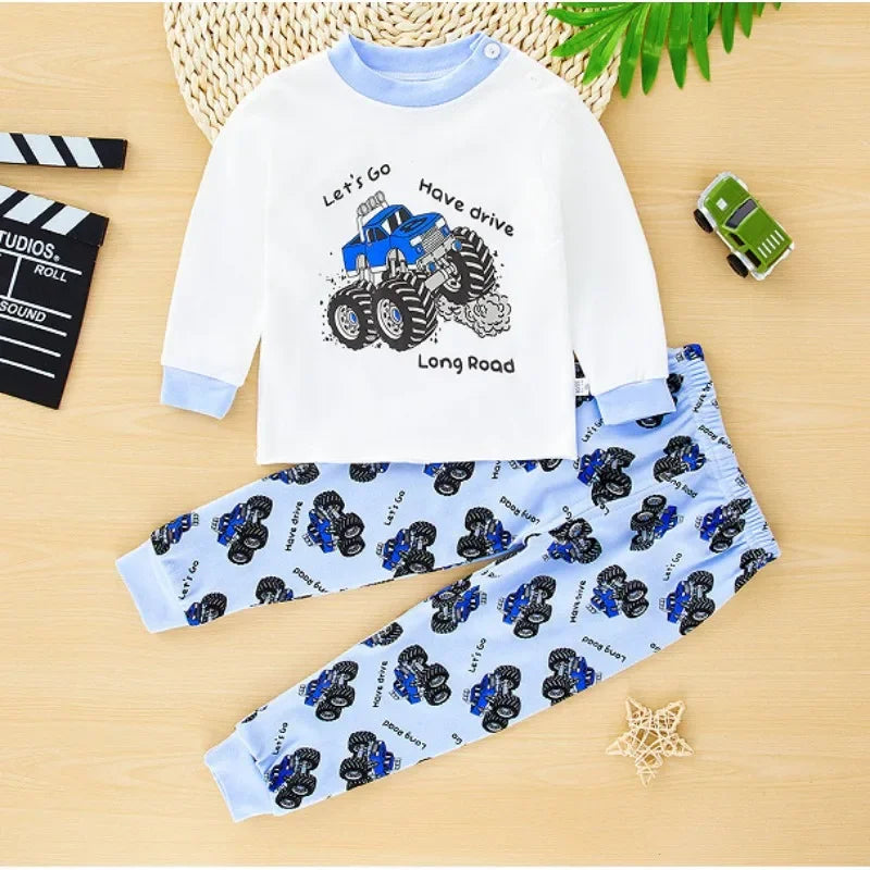 Pigiama in Cotone per Bambini con Maglia a Maniche Lunghe e Pantaloni – Completo Morbido da Casa