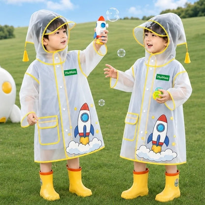 Impermeabile Bambini in EVA Trasparente – Giacca Antipioggia con Cappuccio e Tasche