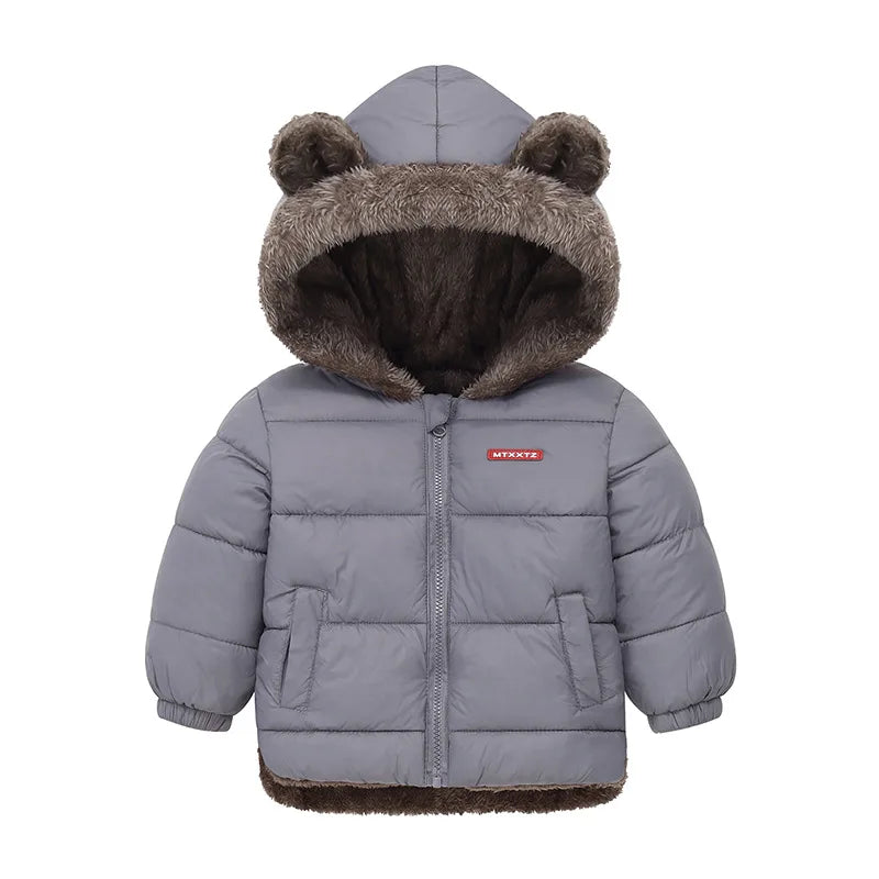 Giubbotto Invernale Bambino e Bambina – Piumino Imbottito con Interno in Pile e Cappuccio con Orecchie