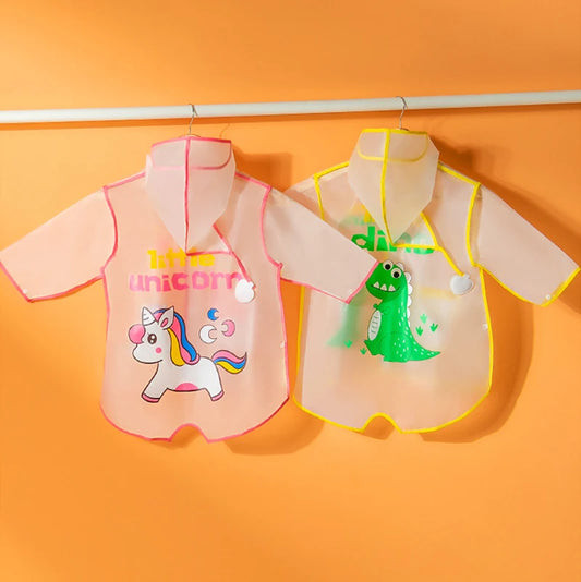Impermeabile Bambini in PVC con Cappuccio e Visiera Trasparente – Giacca Antipioggia con Dettagli Riflettenti
