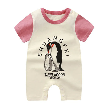 Pagliaccetto in Cotone per Neonato – Tutina a Maniche Corte con Stampe, Body Intero Unisex per Neonati