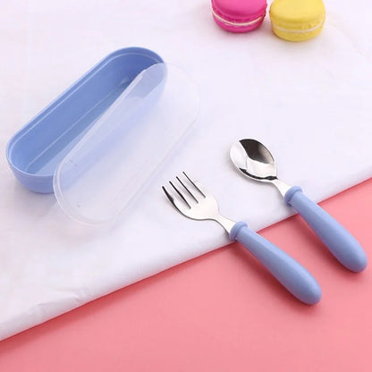 Set Posate Bambino in Acciaio Inox con Custodia – Cucchiaio e Forchetta 2+ Anni