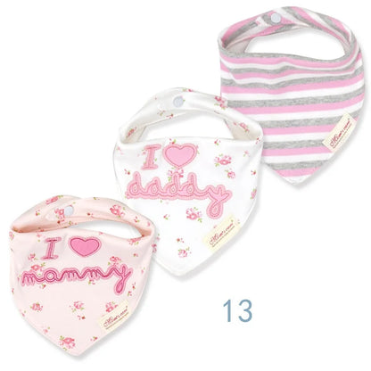 Set 3 Bavaglini Bandana Neonato in Cotone Morbido con Fantasie – Bavette Assorbenti Unisex per Maschietto e Femminuccia 0-12 Mesi