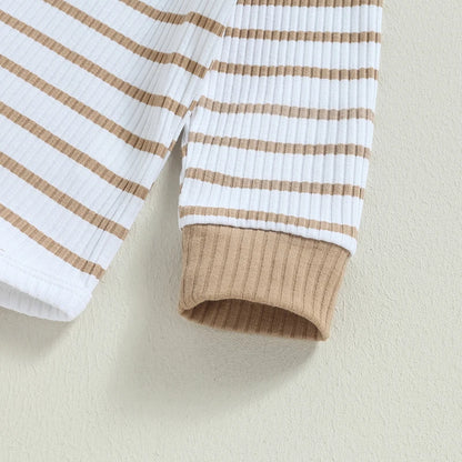 Completo Neonato e Bambino 2 Pezzi – Body a Righe e Pantaloni Lunghi Autunno Inverno