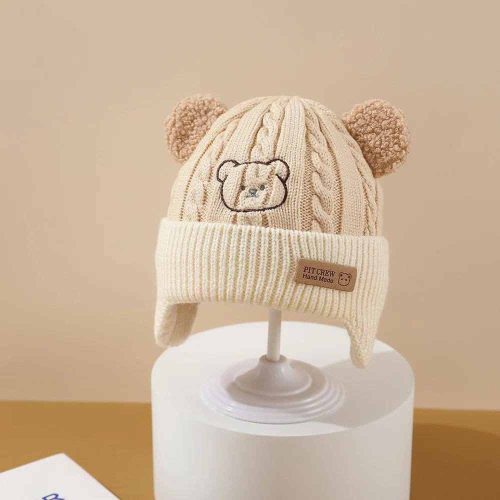 Cappello Invernale Bambino con Paraorecchie – Berretto in Maglia Foderato con Orecchie da Orsetto