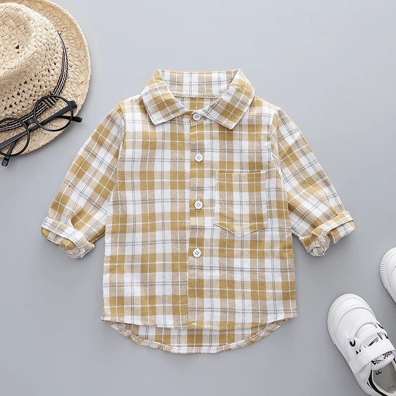 Camicia Bambino a Maniche Lunghe – Modelli a Quadri, Righe e Tinta Unita