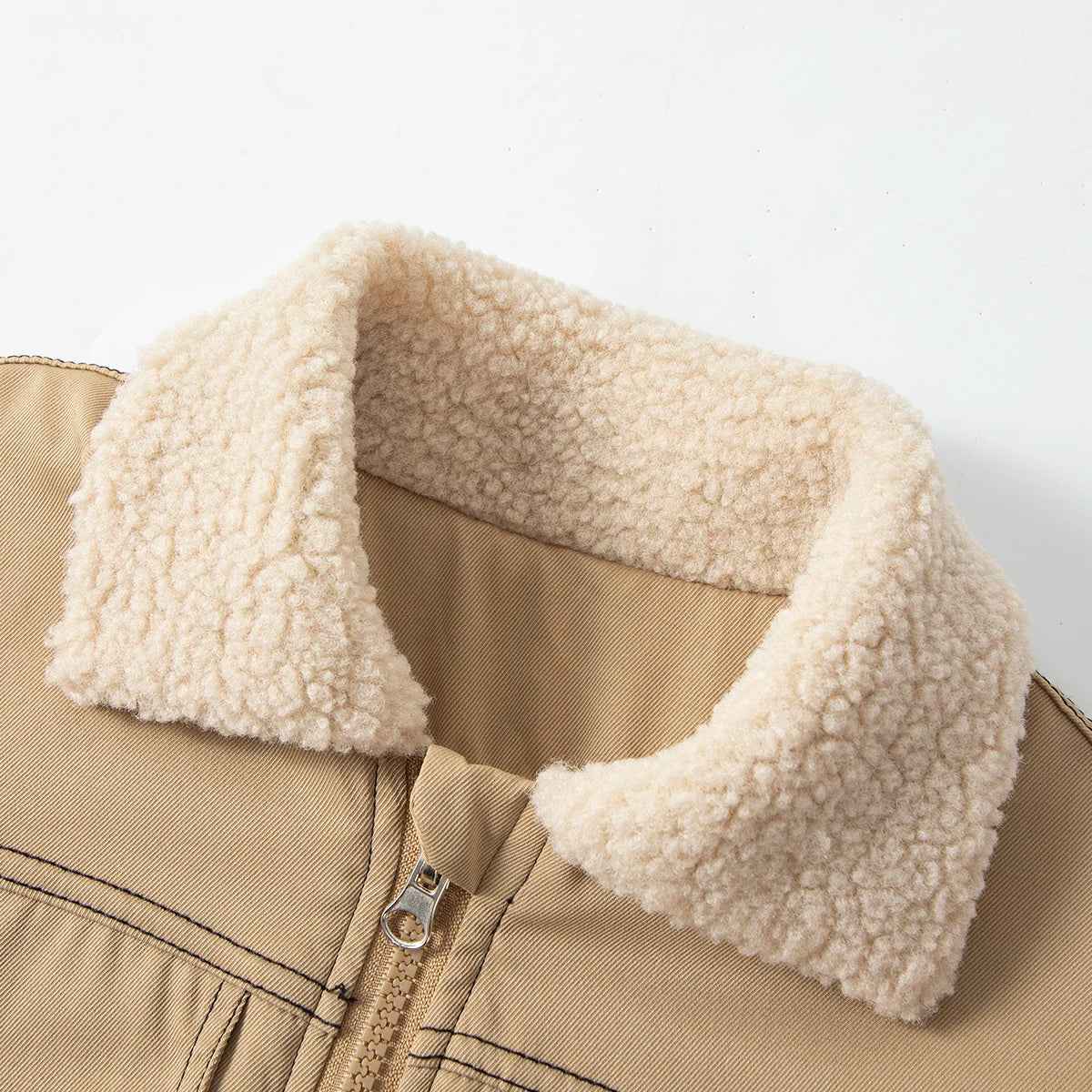 Giubbotto Invernale Bambino Foderato in Pile Sherpa – Giacca con Zip e Interno Effetto Agnellino