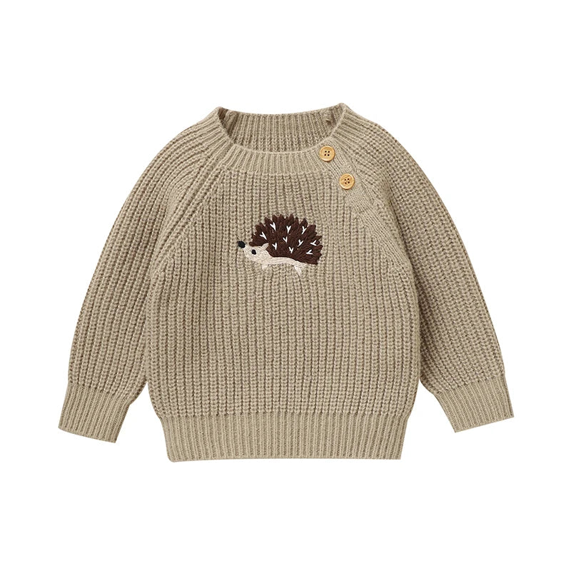 Maglioncino Neonato e Bambino in Morbida Maglia – Pullover a Maniche Lunghe con Bottoncini sulla Spalla