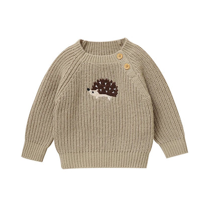 Maglioncino Neonato e Bambino in Morbida Maglia – Pullover a Maniche Lunghe con Bottoncini sulla Spalla