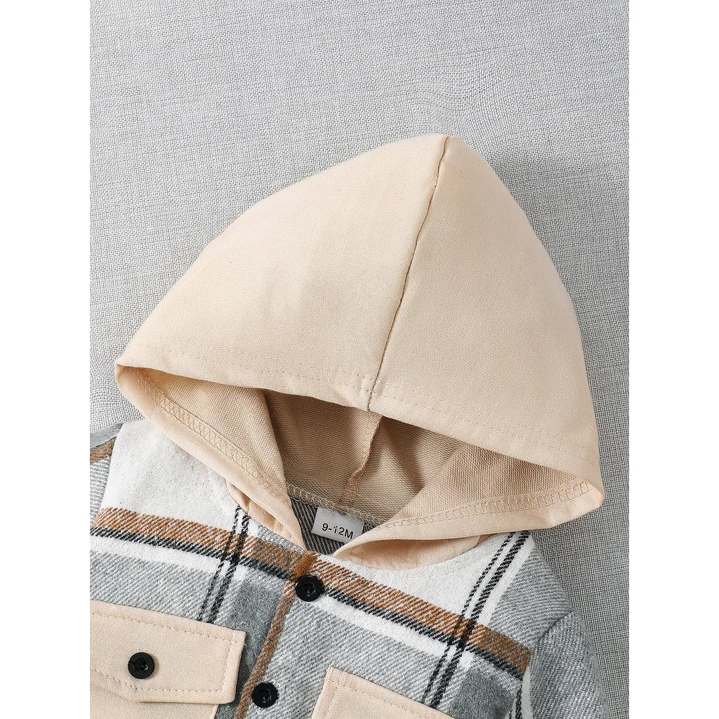Completo Bambino 2 Pezzi Autunno Inverno – Giacca a Quadri con Cappuccio e Pantaloni Jogger