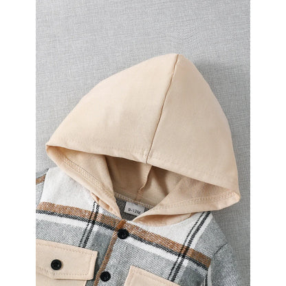 Completo Bambino 2 Pezzi Autunno Inverno – Giacca a Quadri con Cappuccio e Pantaloni Jogger