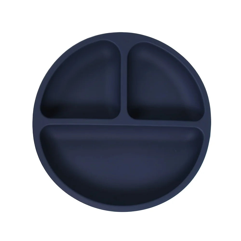 Piatto Svezzamento in Silicone con 4 Ventose – Piatto Pappa Antiscivolo a 3 Scomparti