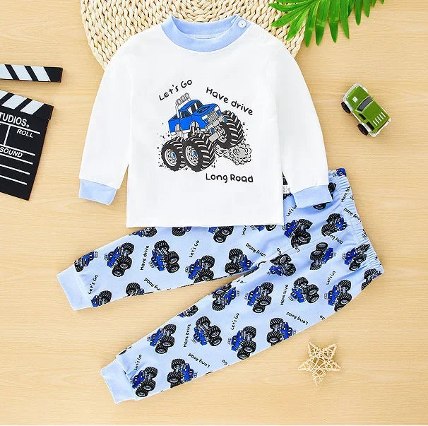 Pigiama in Cotone per Bambini con Maglia a Maniche Lunghe e Pantaloni – Completo Morbido da Casa